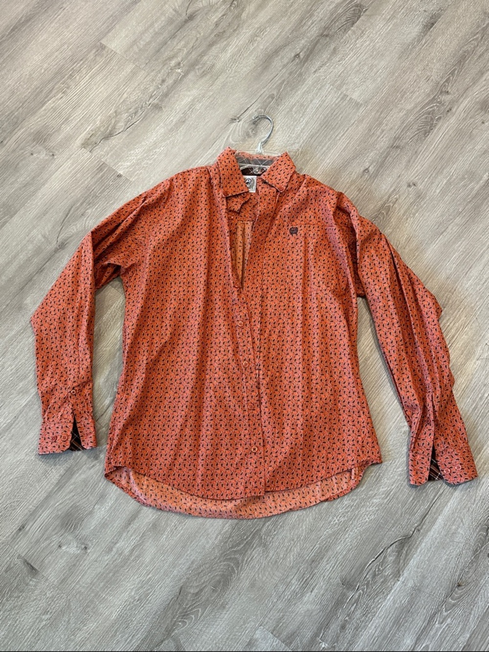 Cinch Men's Orange Micro-Pattern Button-Down Shirt